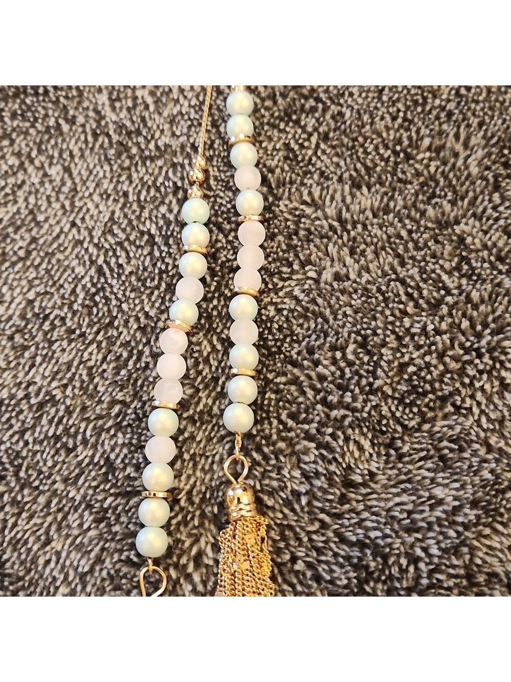 Romolo Mint Beaded Tassel Necklace - Picture 9 of 11
